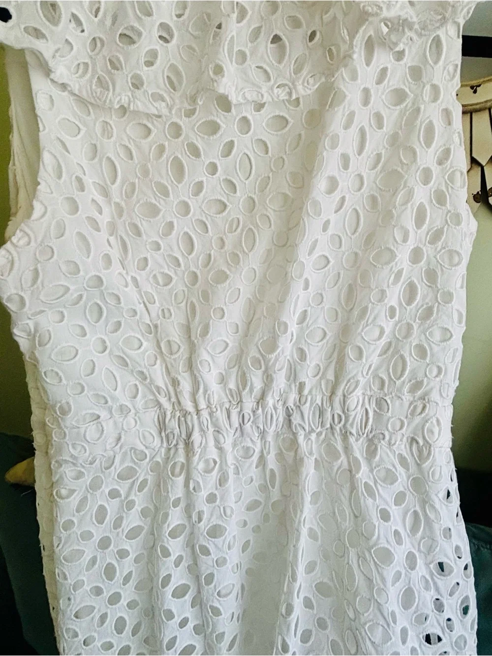 J.Crew White Eyelet Ruffle Maxi Dress Size 6 Coastal Cottagecore - Picture 6 of 7
